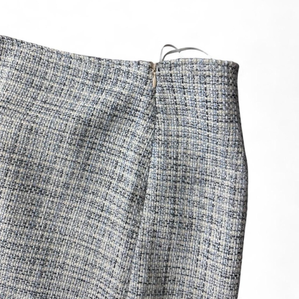 Bishop + Young Women's Tweed Mini-Skirt Fringe Hem Zipper Ivory - Picture 6 of 7